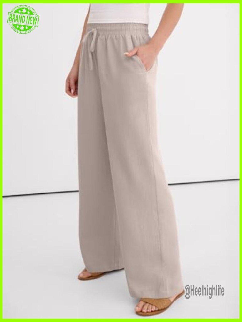 Wide Leg Palazzo Pants 2026 Summer Casual Loose Elastic High Waisted Flowy - Picture 3 of 7